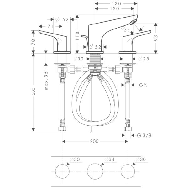 Смеситель для раковины Hansgrohe Focus хром 31937000 (детальная фотография), современные, hi-tech