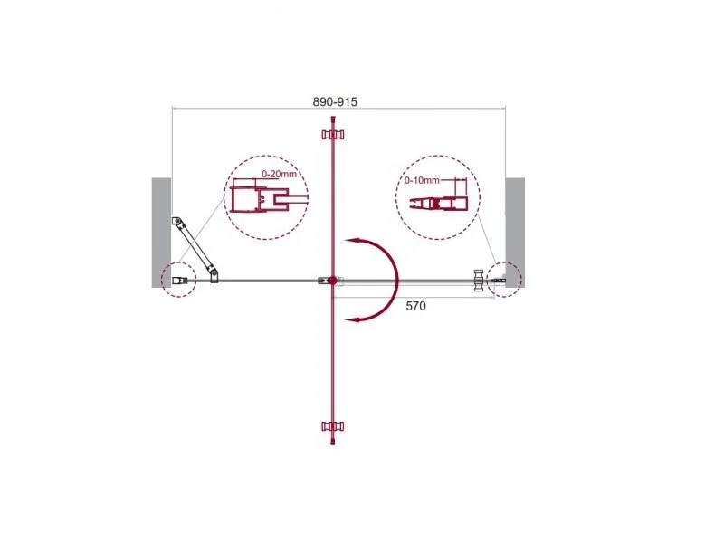 Душевая дверь в нишу BelBagno Etna 90 см профиль хром ETNA-B-12-60/30-C-Cr-90 (детальная фотография), современные, hi-tech