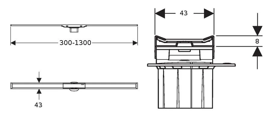 Решетка Geberit CleanLine 130 см черная нержавейка/нержавейка 154.451.00.1 (детальная фотография), решетка