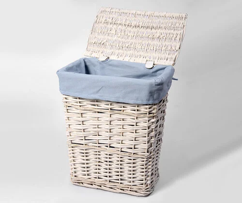 Корзина для белья WasserKRAFT Lippe плетеная WB-450-L (детальная фотография), белые