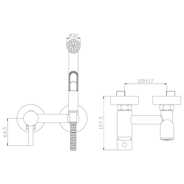 Гигиенический душ со смесителем Rossinka X хром X25-52 (детальная фотография), для туалета