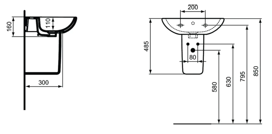 Полупьедестал для раковины Ideal Standard Tesi белый T033401 (детальная фотография), в наличии