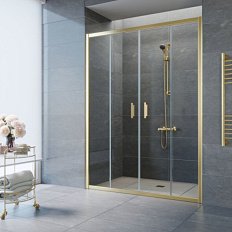 Душевая дверь профиль золотой стекло прозрачное Vegas-glass