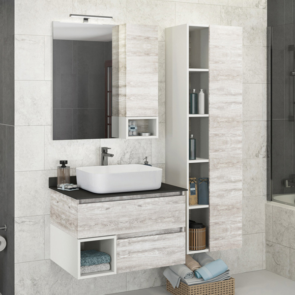 Тумба с раковиной подвесная Comforty Прага 75 см со столешницей (детальная фотография), в наличии, по запросу, нет в наличии