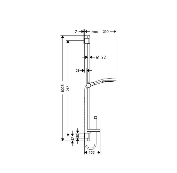 Душевой гарнитур Hansgrohe Raindance Select S хром 26631000 (детальная фотография), душевые гарнитуры