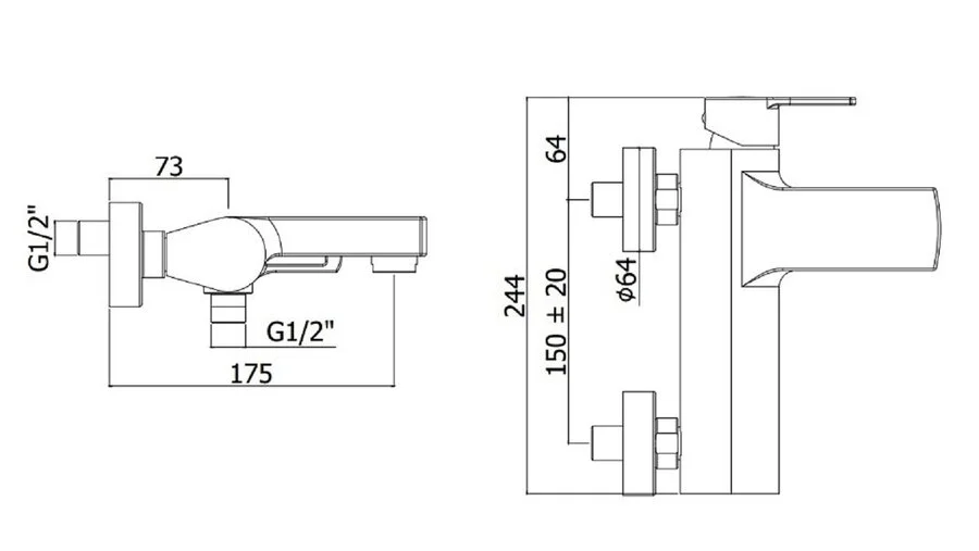 Смеситель для ванны Paffoni Ringo RIN022 однорычажный (детальная фотография), для ванны