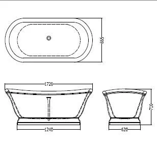 Ванна из искусственного камня White Tec Devon & Devon Aurora 171х87 см отдельностоящая 1NAAURORA (детальная фотография), ретро, в классическом стиле, прованс, декорированныe