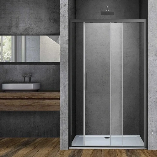 Душевая дверь в нишу Vincea Soft 110 см профиль вороненая сталь - фото 3