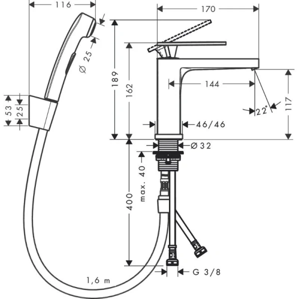 Смеситель для раковины Hansgrohe Tecturis E хром 73210000 (детальная фотография), для раковины