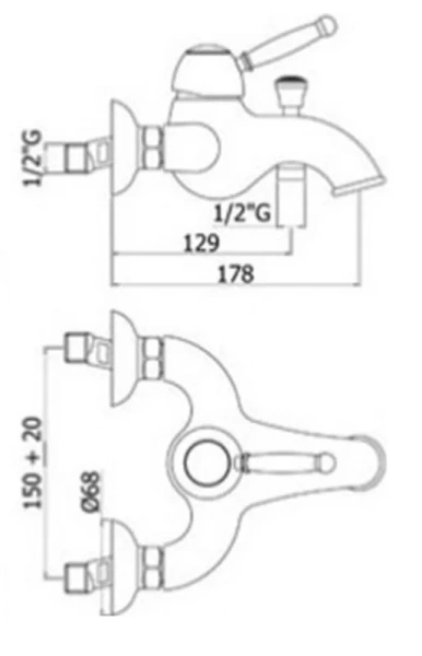 Смеситель для ванны Paffoni Giorgia GI022 однорычажный (детальная фотография), для ванны