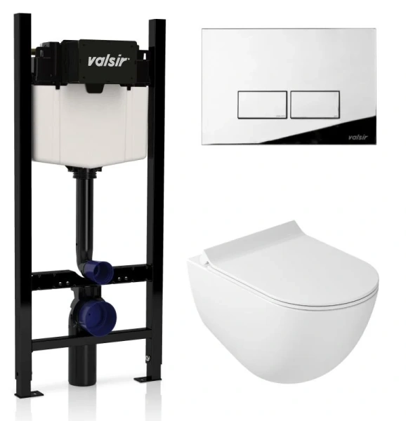 Унитаз с инсталляцией Valsir Dream с клавишей хром KIT VSCR 7317 Std P3 (детальная фотография)