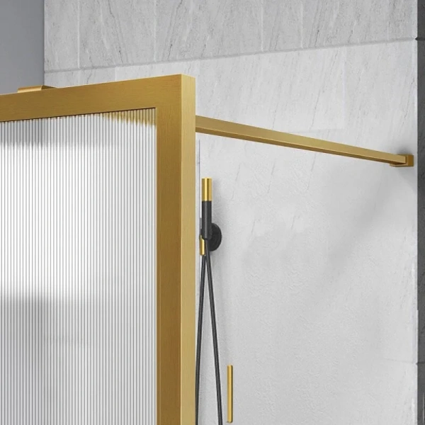 Душевая перегородка Vincea Walk-In 80 см профиль брашированное золото стекло рифленое VSW-1HP800FLBG (детальная фотография), 80 см