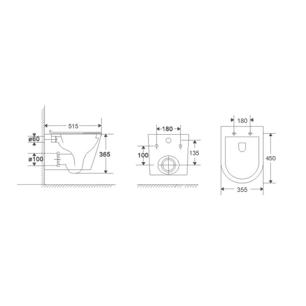 Унитаз подвесной Vincea Piatti белый VT1-11T (детальная фотография), подвесные, встраиваемые