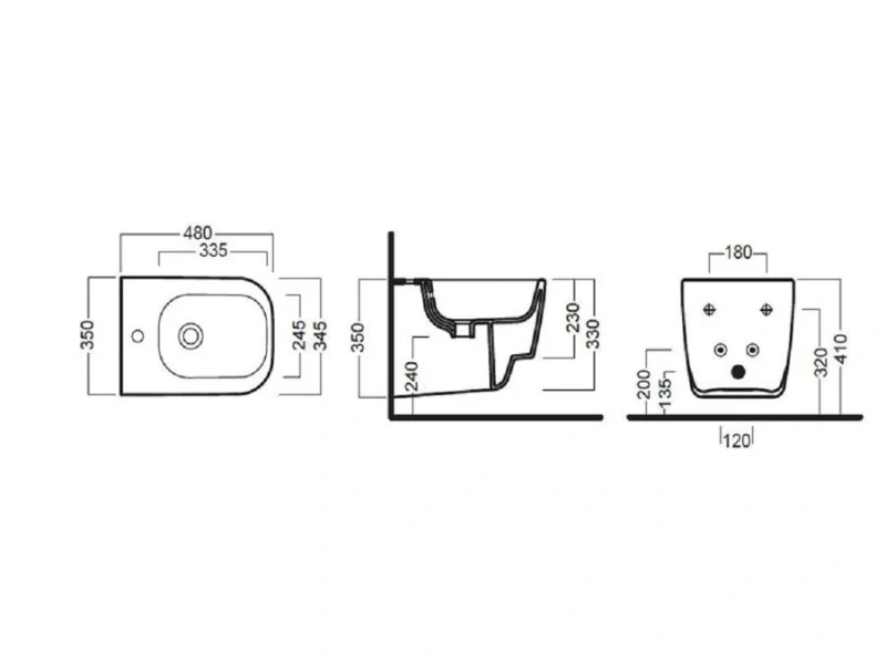 Биде подвесное Hatria Fusion YXJ801 35х50 см (детальная фотография), современные, hi-tech