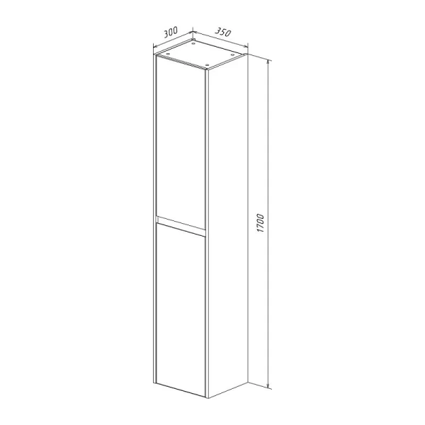 Шкаф-пенал подвесной Lemark Combi 35 см белый с черной планкой LM03C35P-black (детальная фотография), в наличии