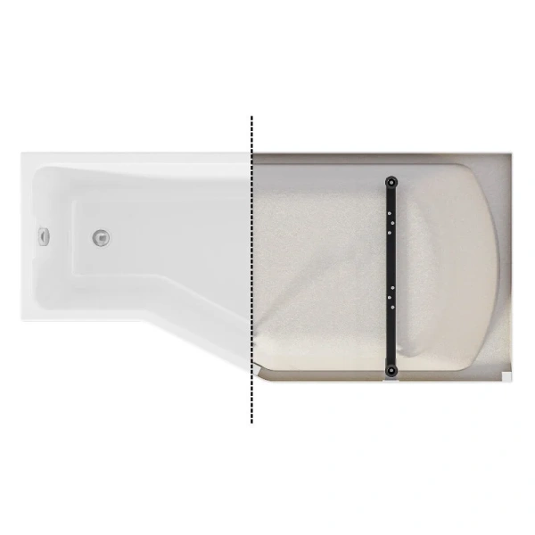 Ванна акриловая 1MarKa Convey 01кон1775лкс2+/01кон1775пкс2+, 170 x 75 см, левая/правая, цвет белый (детальная фотография), 170 см