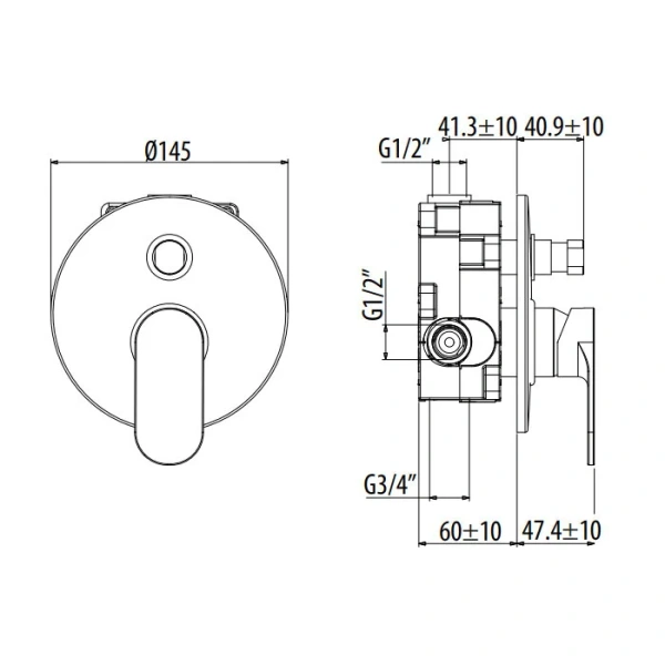 Смеситель для душа Gattoni H2Omix7000 хром 7003470C0.CH (детальная фотография), для душа