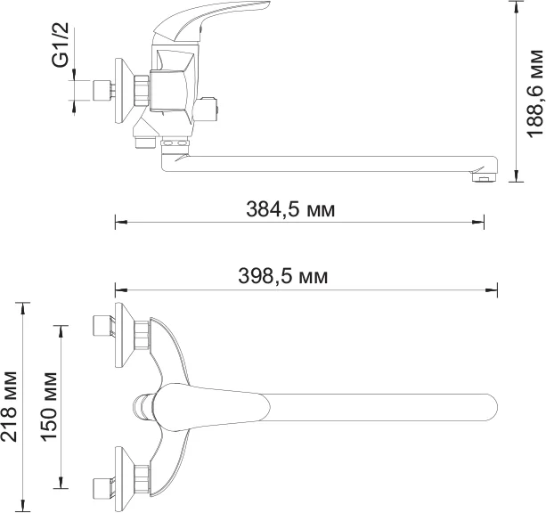 Смеситель для ванны WasserKRAFT Rossel с длинным изливом 2802L (детальная фотография), по запросу index_1