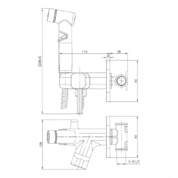 Гигиенический душ со смесителем Lemark Solo графит LM7165GM (детальная фотография), для туалета