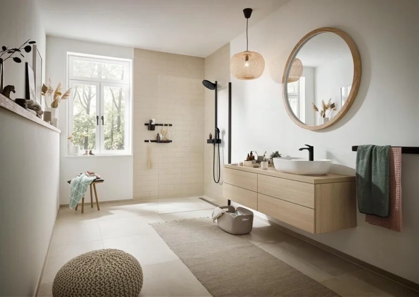 Смеситель для раковины Hansgrohe Vivenis матовый черный однорычажный 75022670 (детальная фотография), современные, hi-tech