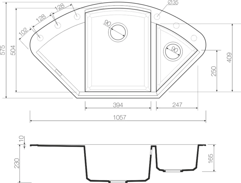 Мойка для кухни Omoikiri Sakaime 105C-BL 105 см черная 4993123 (детальная фотография), из искусственного гранита