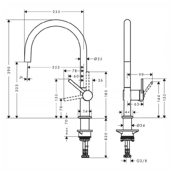 Смеситель для кухни Hansgrohe Talis M54 72804 однорычажный (детальная фотография), для кухни