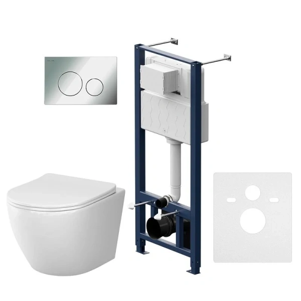 Унитаз с инсталляцией Am.Pm Like кнопка хром IS49051.801900 (детальная фотография)