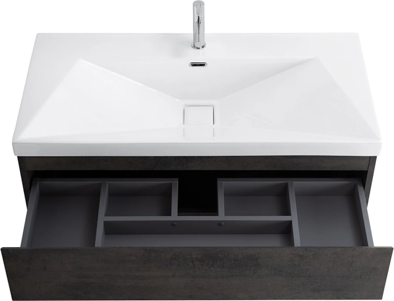 Тумба под раковину подвесная Cezares Molveno 100 см ossido MOLVENO-100-2C-SO-OSS (детальная фотография), темно-коричневая