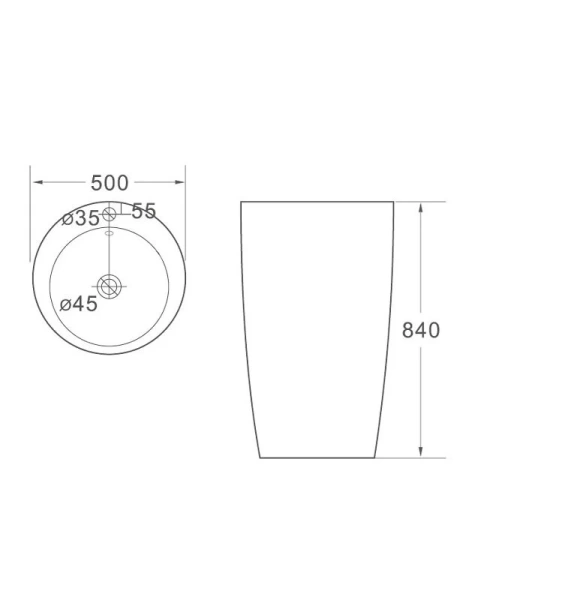 Раковина напольная SantiLine 50 см черная матовая SL-4004MB (детальная фотография), современные, hi-tech