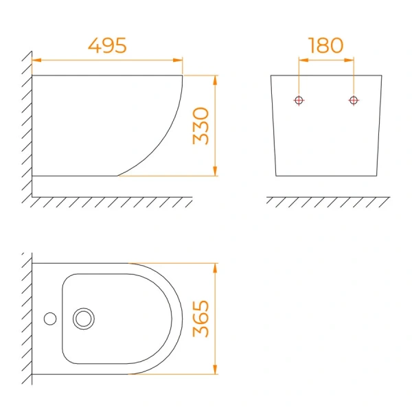 Биде подвесное RGW SW-80 белое 65430280-01 (детальная фотография), современные, hi-tech