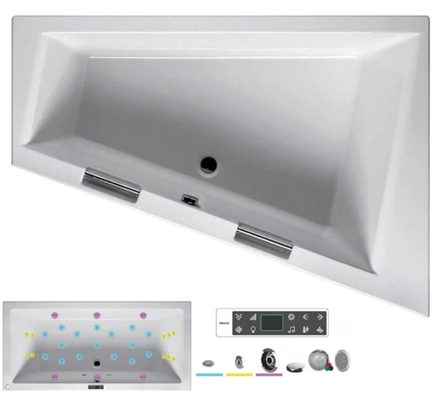 Ванна гидромассажная Riho Doppio 180 x 130 см, BLISS, левая/правая BA9000500000000_BLISS (детальная фотография)