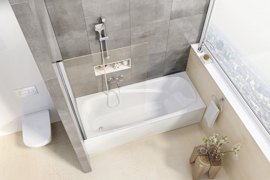 Шторка для ванны Ravak Pivot PVS1 80х140 см профиль блестящий 79840C00Z1 (детальная фотография), 80 см