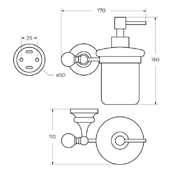 Дозатор для мыла Cezares Olimp бронза OLIMP-SOI-02-M (детальная фотография), классические, ретро