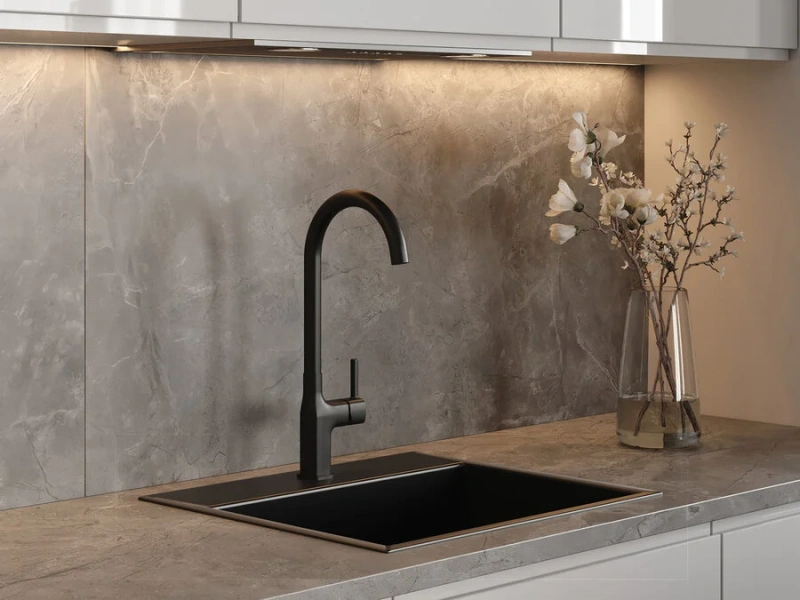 Смеситель для кухни Cersanit Elio черный матовый 68261 (детальная фотография), современные, hi-tech