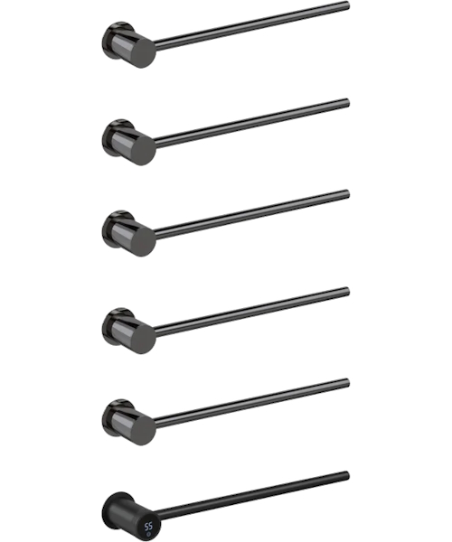 Полотенцесушитель электрический Boheme Stick 45x5 см базовый элемент, черный 727-B (детальная фотография), лесенка, вертикальные