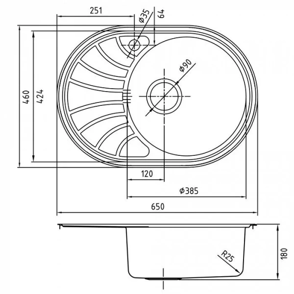 Мойка для кухни IDDIS Suno 65 см чаша слева шелк SUN65SLi77 (детальная фотография), врезные