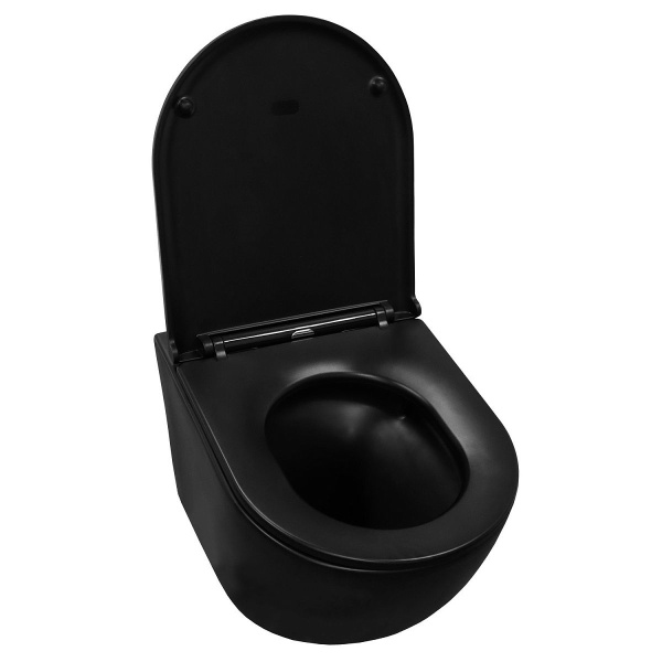 Унитаз подвесной Azario Grado черный матовый AZ-0046-UQ1-MB (детальная фотография), без бачка, со скрытым бачком