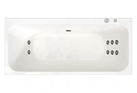Гидромассажная ванна Радомир Прованс 1-80-2-0-0-185, 180 x 80 см, рама-подставка, фронтальный экран, слив-перелив автомат, гидромассаж Релакс хром КУ 100, датчик уровня воды, массаж спины и ступней, белая
