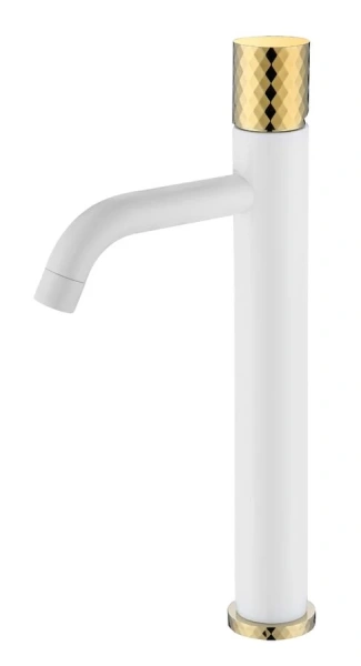 Смеситель для раковины Boheme Stick white diamond gold 122-WG (детальная фотография)
