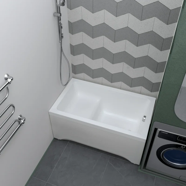 Акриловая ванна Радомир Джоанна 2-78-0-0-1-253Р, 120 x 70 см, фронтальный экран, каркас разборный в комплекте, белая (детальная фотография), современныe, hi-tech