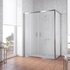 Душевой уголок профиль глянцевый хром стекло сатин Vegas-glass