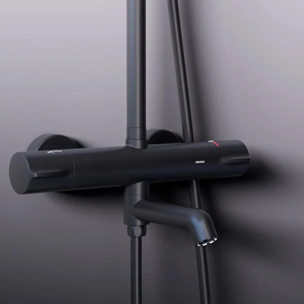 Душевая стойка Damixa Scandinavian Pure черная 936810300 (детальная фотография), с термостатом