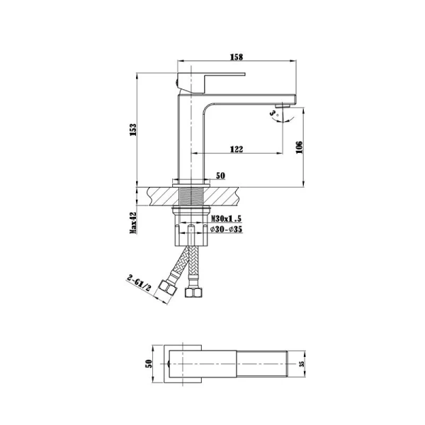 Смеситель для раковины Vincea Cube брашированное золото VBF-1C01BG (детальная фотография), для раковины