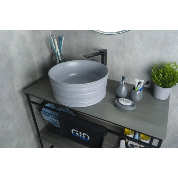 Раковина GID Esfera Gm969 41 см серая 53335 (детальная фотография), накладные (на столешницу)