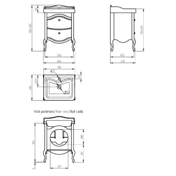 Тумба под раковину напольная Migliore Impero 60 см Noce 25971 (детальная фотография), нет в наличии