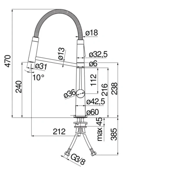 Смеситель для кухни Nobili Levante MV123300 с выдвижным изливом (детальная фотография), для кухни