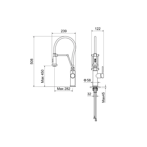 Смеситель для кухни Акватек Европа черный AQ1388MB (детальная фотография), для кухни