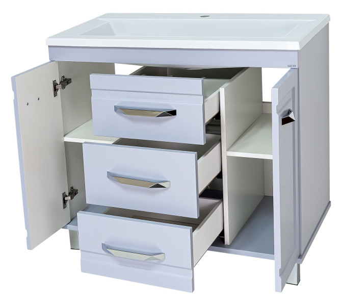 Тумба под раковину напольная Misty Терра 90 см серая П-Тер01090-01503Я (детальная фотография), современная, hi-tech