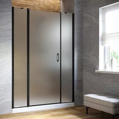 Душевая дверь профиль черный матовый стекло сатин Vegas-glass