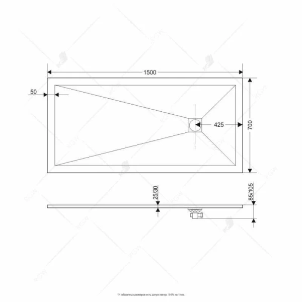 Душевой поддон RGW Stone Tray ST-G 150х70 см графит 16152715-02 (детальная фотография), низкие до 15 см
